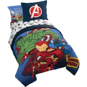 image:imageJay Franco Kids Comforter Set Includes Sheets and Pillow Covers  Soft and Cozy Bed Set for Stylish Room Decor Official Licensed Bedding Blue  PlayStation 7 Piece QueenBlue  Avengers
