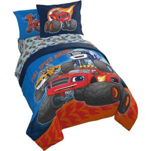 image:imageJay Franco Kids Comforter Set Includes Sheets and Pillow Covers  Soft and Cozy Bed Set for Stylish Room Decor Official Licensed Bedding Blue  PlayStation 7 Piece QueenBlue  Blaze  the Monster Machines