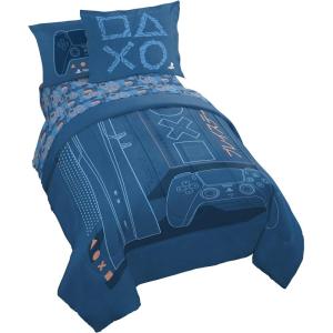 image:imageJay Franco Kids Comforter Set Includes Sheets and Pillow Covers  Soft and Cozy Bed Set for Stylish Room Decor Official Licensed Bedding Blue  PlayStation 7 Piece QueenBlue  Playstation