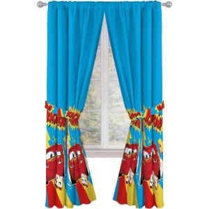 image:imageSunny Side Up Window Curtains for Kids Bedroom 4Piece Drape Set with 2 Tiebacks Black  Monster Jam 42 W x 63 L Pack of 2Blue  Cars