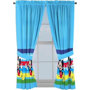 image:imageSunny Side Up Window Curtains for Kids Bedroom 4Piece Drape Set with 2 Tiebacks Black  Monster Jam 42 W x 63 L Pack of 2Blue  Mickey Mouse