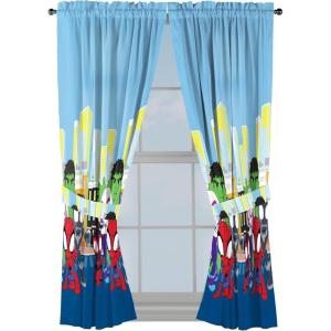image:imageSunny Side Up Window Curtains for Kids Bedroom 4Piece Drape Set with 2 Tiebacks Black  Monster Jam 42 W x 63 L Pack of 2Blue  Spidey  His Amazing Friends