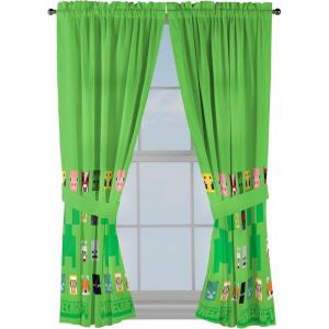 image:imageSunny Side Up Window Curtains for Kids Bedroom 4Piece Drape Set with 2 Tiebacks Black  Monster Jam 42 W x 63 L Pack of 2Green  Minecraft
