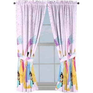 image:imageSunny Side Up Window Curtains for Kids Bedroom 4Piece Drape Set with 2 Tiebacks Black  Monster Jam 42 W x 63 L Pack of 2Pink  Disney Princess