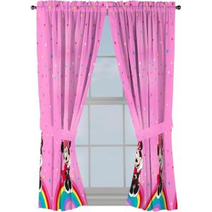 image:imageSunny Side Up Window Curtains for Kids Bedroom 4Piece Drape Set with 2 Tiebacks Black  Monster Jam 42 W x 63 L Pack of 2Pink  Minnie Mouse