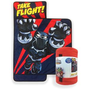 image:imageJay Franco Kids Nap Mat with Embedded Pillow amp Blanket  Soft 46x20 Microfiber Sleeping Bag with Name Tag amp Handle for School Travel Sleepover Red  SpideyBlue  Black Panther