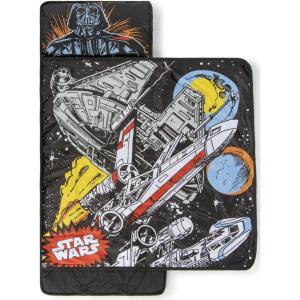 image:imageJay Franco Kids Nap Mat with Embedded Pillow amp Blanket  Soft 46x20 Microfiber Sleeping Bag with Name Tag amp HandleBlack  Star Wars