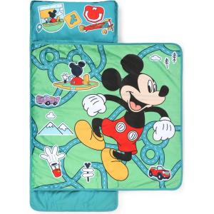 image:imageJay Franco Kids Nap Mat with Embedded Pillow amp Blanket  Soft 46x20 Microfiber Sleeping Bag with Name Tag amp HandleGreen  Mickey Mouse