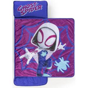 image:imageJay Franco Kids Nap Mat with Embedded Pillow amp Blanket  Soft 46x20 Microfiber Sleeping Bag with Name Tag amp HandlePurple  Ghost Spider