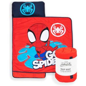 image:imageJay Franco Kids Nap Mat with Embedded Pillow amp Blanket  Soft 46x20 Microfiber Sleeping Bag with Name Tag amp HandleRed  Spiderman