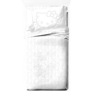 image:imageJay Franco Sheet Set with Fitted Flat Sheets amp Pillow Cover  UltraSoft Bedding with Pillowcase for Room Decor Multi  Hello Kitty 4 Piece QueenWhite  Hello Kitty