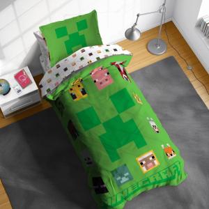 image:imageSunny Side Up Minecraft Twin Comforter Set  5 Piece Kids Bedding Includes Comforter Sheets amp Pillow Cover  Super Soft Gamer Microfiber Bed Set