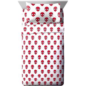image:imageJay Franco Kids Sheet Set with Fitted Flat Sheets amp Pillow Cover  UltraSoft Bedding with Pillowcase for Room Decor White  Avengers 4 Piece FullRed  Spiderman