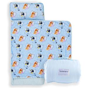 image:imageJay Franco Kids Nap Mat with Embedded Pillow amp Blanket  Soft 46x20 Microfiber Sleeping Bag with Name Tag amp Handle for School Travel SleepoverBlue  Bluey
