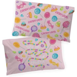 image:imageJay Franco Candyland Pack of 2 Reversible Pillowcase  Double Sided Kids Super Soft Pink BeddingPink  Candyland