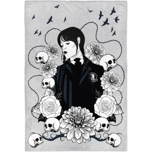 image:imageJay Franco Plush Throw Blanket  50 x 70 Inch Soft amp Cozy Fleece Throw for Bedroom amp Couch Dcor Official Licensed Product Black  Stranger ThingsGray  Wednesday 01
