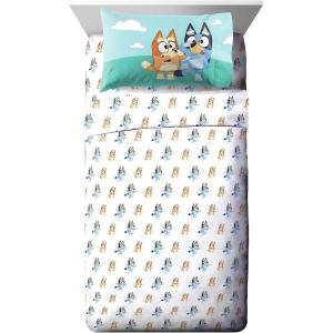 image:imageJay Franco Kids Sheet Set with Fitted Flat Sheets amp Pillow Cover  UltraSoft Bedding with Pillowcase for Room Decor Blue  Princess Cinderella 3 Piece TwinWhite  Bluey