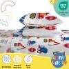 image:imageSunny Side Up Flutter Twin Sheet Set  3 Piece Kids Bedding Set Includes Pillow Cover  Super Soft Floral Microfiber SheetsWhite  Construction Zone