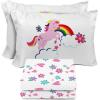 image:imageSunny Side Up Flutter Twin Sheet Set  3 Piece Kids Bedding Set Includes Pillow Cover  Super Soft Floral Microfiber SheetsWhite  Rainbow Unicorn
