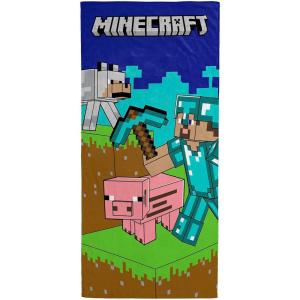 image:imageJay Franco Kids Beach Towel  100 Cotton Super Soft Absorbent Bath Towel 28 x 58 Inch Lightweight for Travel Official Licensed Product Blue  The MandalorianMulti  Minecraft