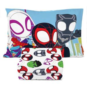 image:imageSunny Side Up Flutter Twin Sheet Set  3 Piece Kids Bedding Set Includes Pillow Cover  Super Soft Floral Microfiber SheetsMulti  Spidey  Friends