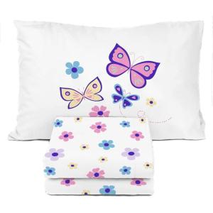 image:imageSunny Side Up Flutter Twin Sheet Set  3 Piece Kids Bedding Set Includes Pillow Cover  Super Soft Floral Microfiber SheetsWhite  Flutter