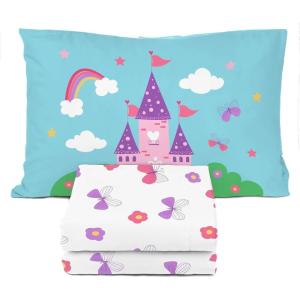image:imageSunny Side Up Flutter Twin Sheet Set  3 Piece Kids Bedding Set Includes Pillow Cover  Super Soft Floral Microfiber SheetsWhite  Magic Castle