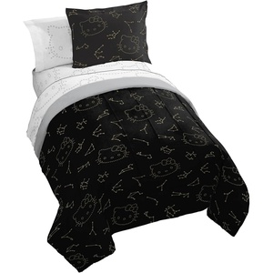 image:imageJay Franco Kids Comforter Set Includes Sheets and Pillow Covers  Soft and Cozy Bed Set for Stylish Room Decor Official Licensed Bedding Grey  Toy Story 7 Piece QueenBlack  Hello Kitty 01