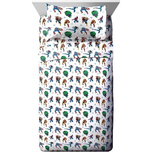 image:imageJay Franco Kids Sheet Set with Fitted Flat Sheets amp Pillow Cover  UltraSoft Bedding with Pillowcase for Room Decor Multi  Toy Story 4 Piece QueenWhite  Avengers