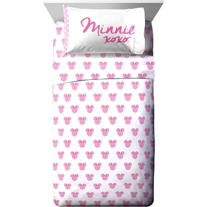 image:imageJay Franco Kids Sheet Set with Fitted Flat Sheets amp Pillow Cover  UltraSoft Bedding with Pillowcase for Room Decor Multi  Toy Story 4 Piece QueenWhite  Minnie Mouse